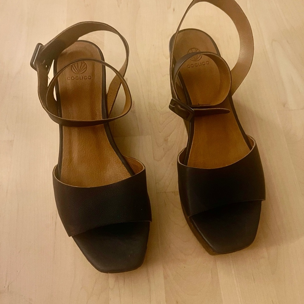 Coclico Mori Navy Wedge Platform Sandals Size: 39